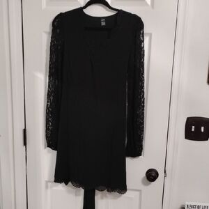 SHEIN Black Sheath Dress with Bishop Sleeves
